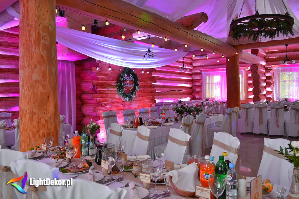 dekoracja światłem karczma góralska wisznice na wesele